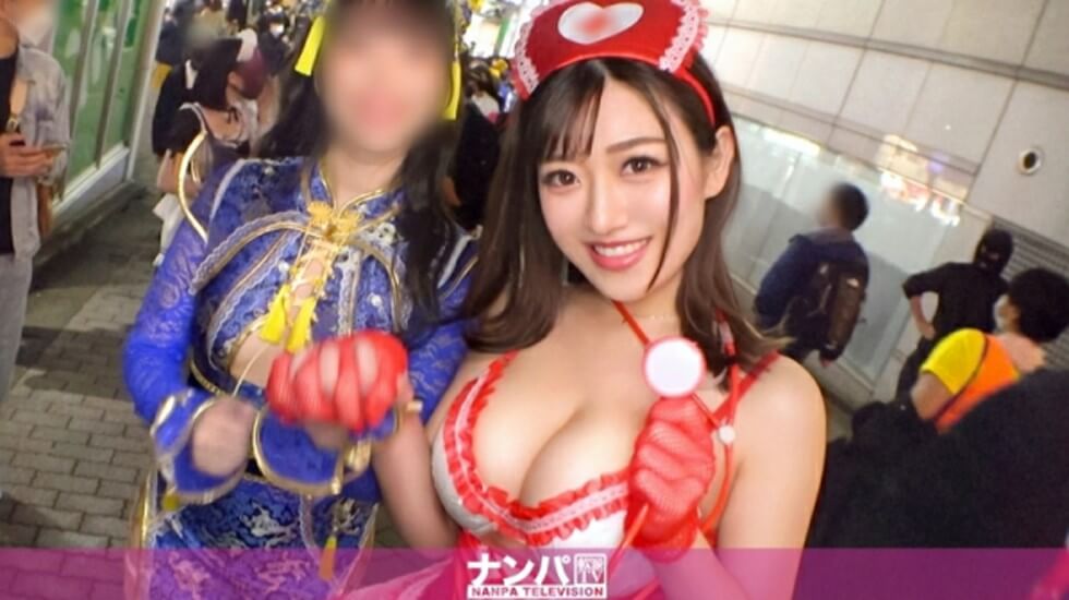 GANA-2613 【渋谷ハロウィン2021】二人組コスプレ美女をナンパ成功！Hカップの爆乳に